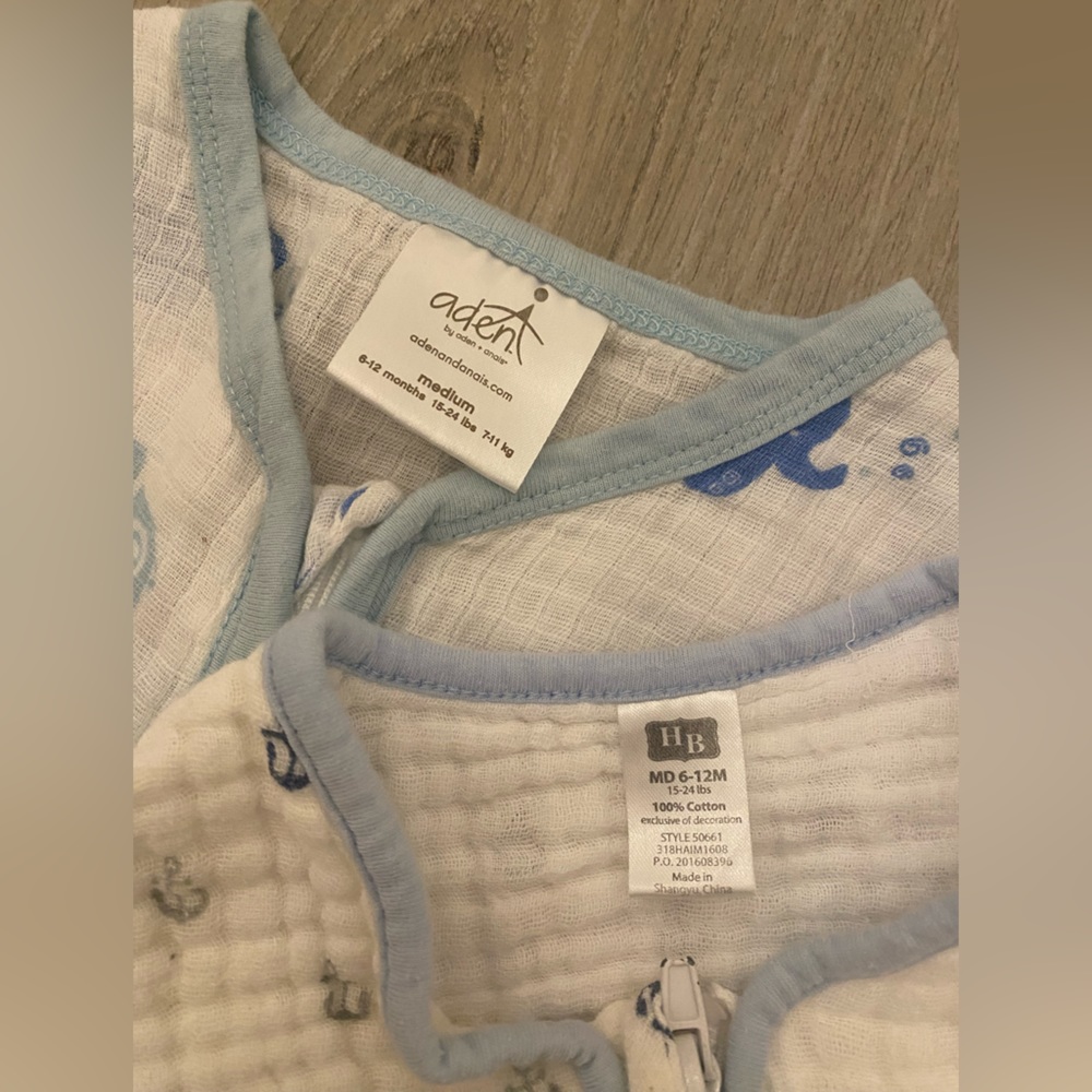 Muslin sleep sacks 6-12 months